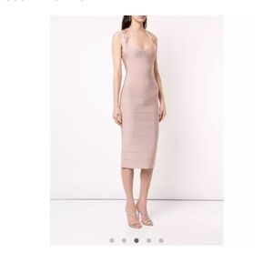 Herve Leger Dusty Rose Bandage Midi Dress